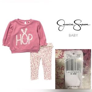 🚨30%OFF3+🚨🆕JESSICA SIMPSON BABY - 0/3M - NWT - 2PC BUNNY OUTFIT